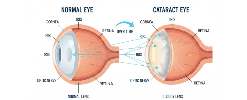 normal eye vs cataract eye